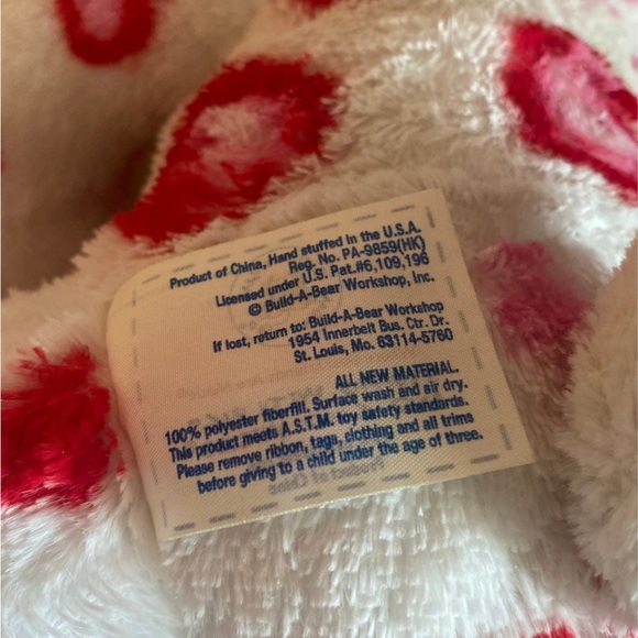 Build a Bear Workshop Plush Valentines Heart White Bear - Picture 7 of 10